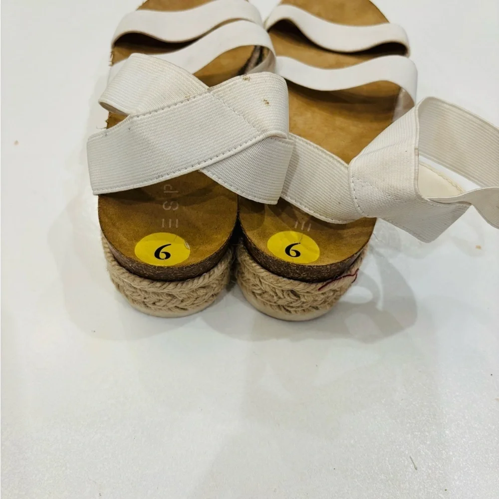 Esprit Women's Cream Espadrille Sandals with elastic ankle straps size 9
